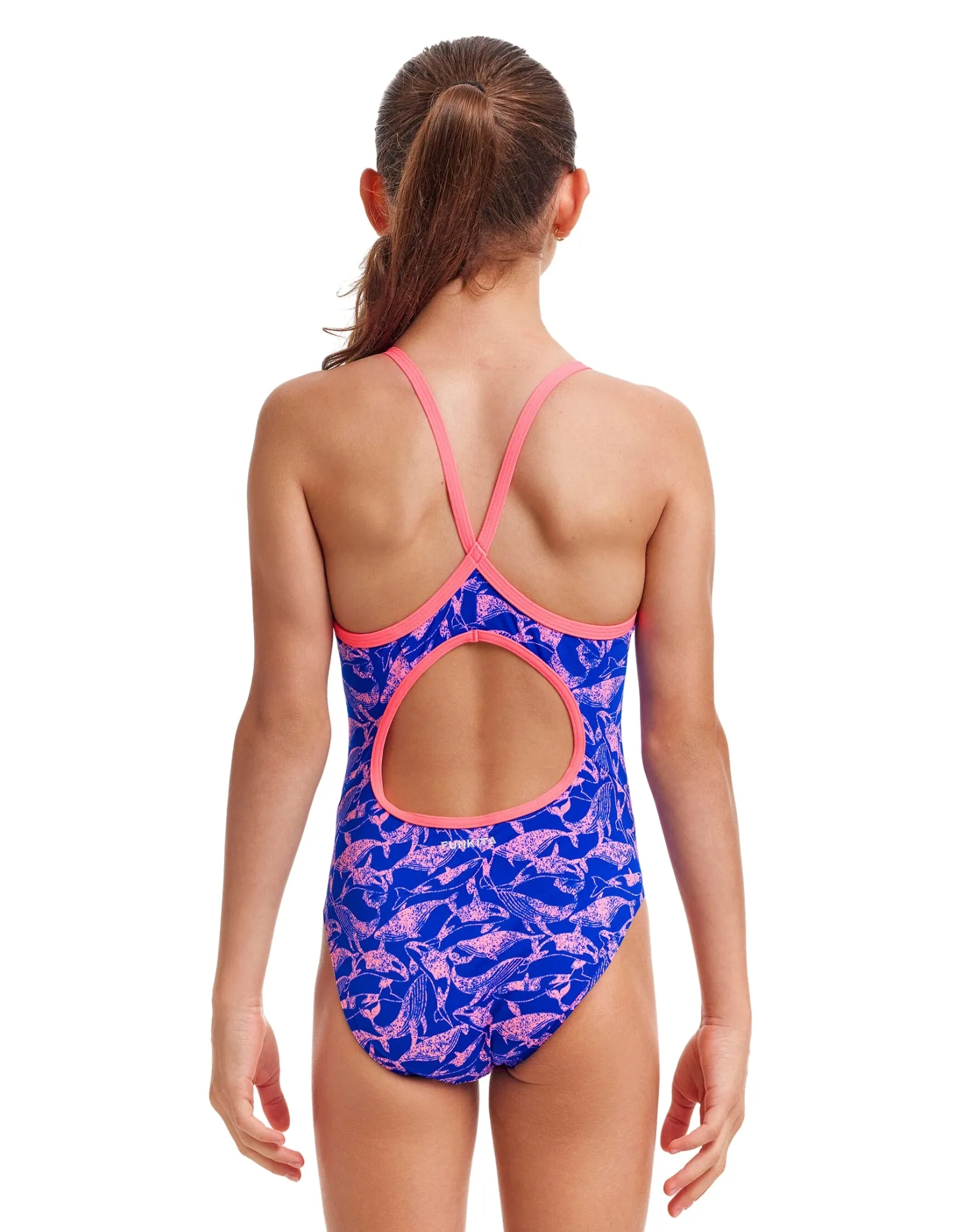 Girls Minky Pinky Diamond Back Swimsuit - Blue/Pink