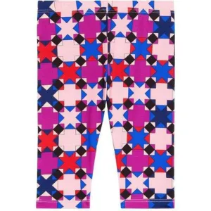 Girls Pink Geometric Leggings