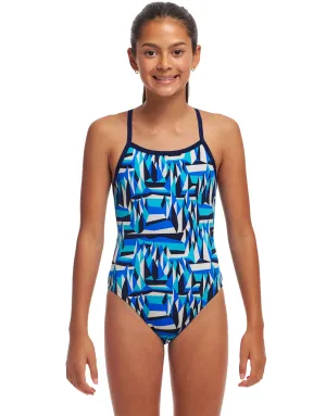 Girls Polar Caps Single Strap Swimsuit - Blue