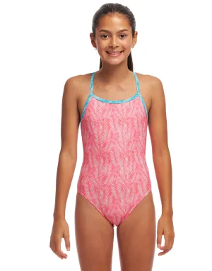 Girls Sweet Releaf Single Strap Swimsuit - Pink