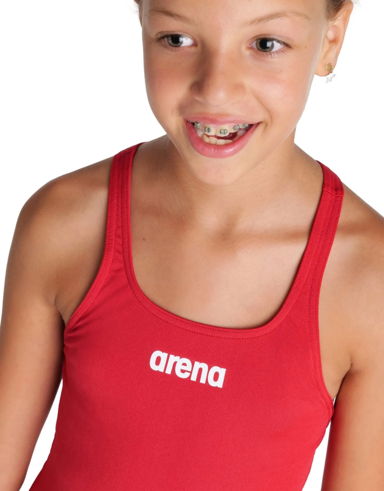 Girls Team Swim Pro Solid Swimsuit - Red/White