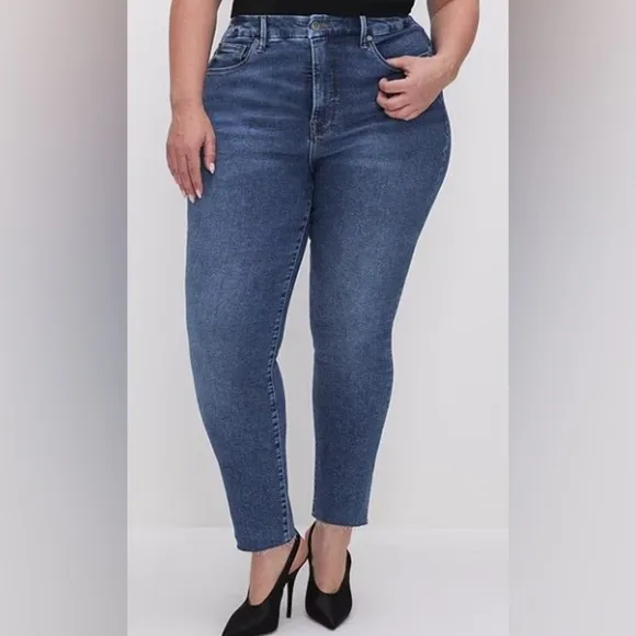 Good American High Rise Straight Raw Edge Hem Classic Jeans NWOT Plus Size: 15