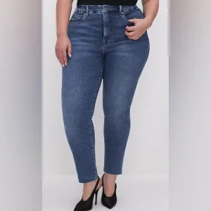 Good American High Rise Straight Raw Edge Hem Classic Jeans NWOT Plus Size: 15