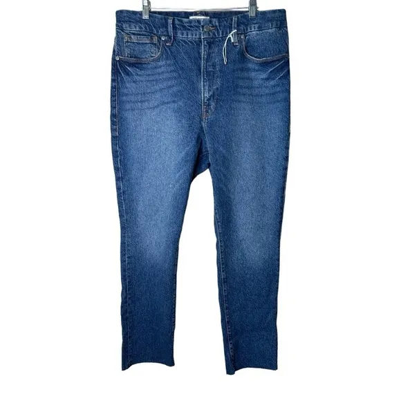 Good American High Rise Straight Raw Edge Hem Classic Jeans NWOT Plus Size: 15