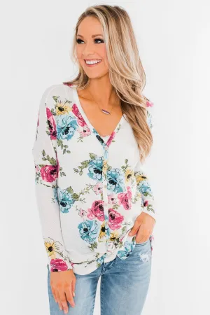 Good Life Floral Thermal Top- White