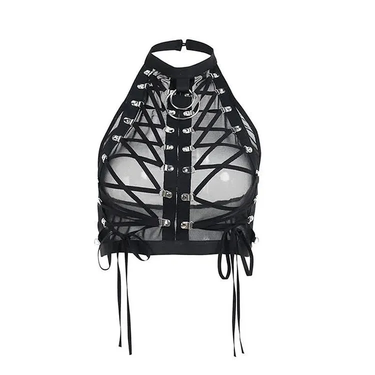 Gothic Lace-Up Sheer Top UB98564