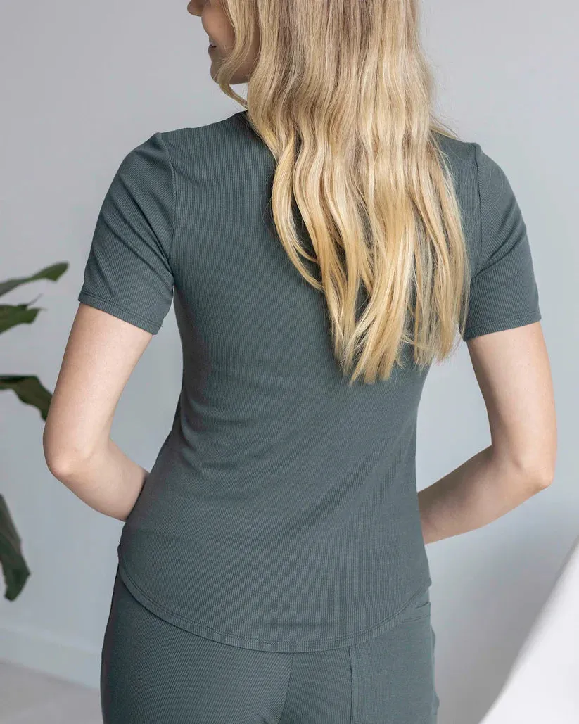 Grace & Lace Essential Ribbed Short Sleeve Fitted Tee