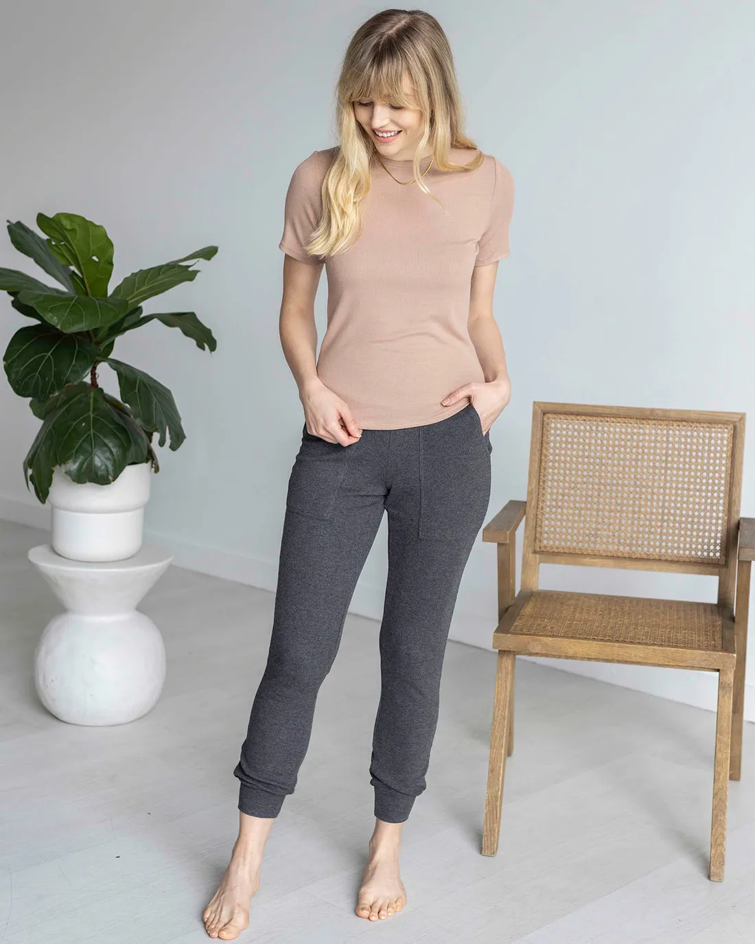 Grace & Lace Essential Ribbed Short Sleeve Fitted Tee