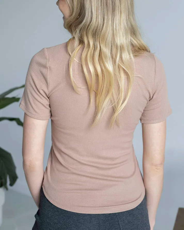 Grace & Lace Essential Ribbed Short Sleeve Fitted Tee