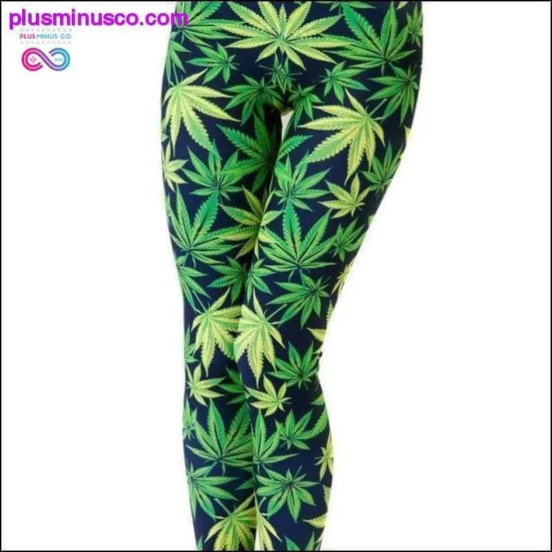 Gradient Rainbow Weed Maple Leaf Printed Elastic Slim