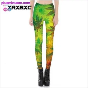 Gradient Rainbow Weed Maple Leaf Printed Elastic Slim