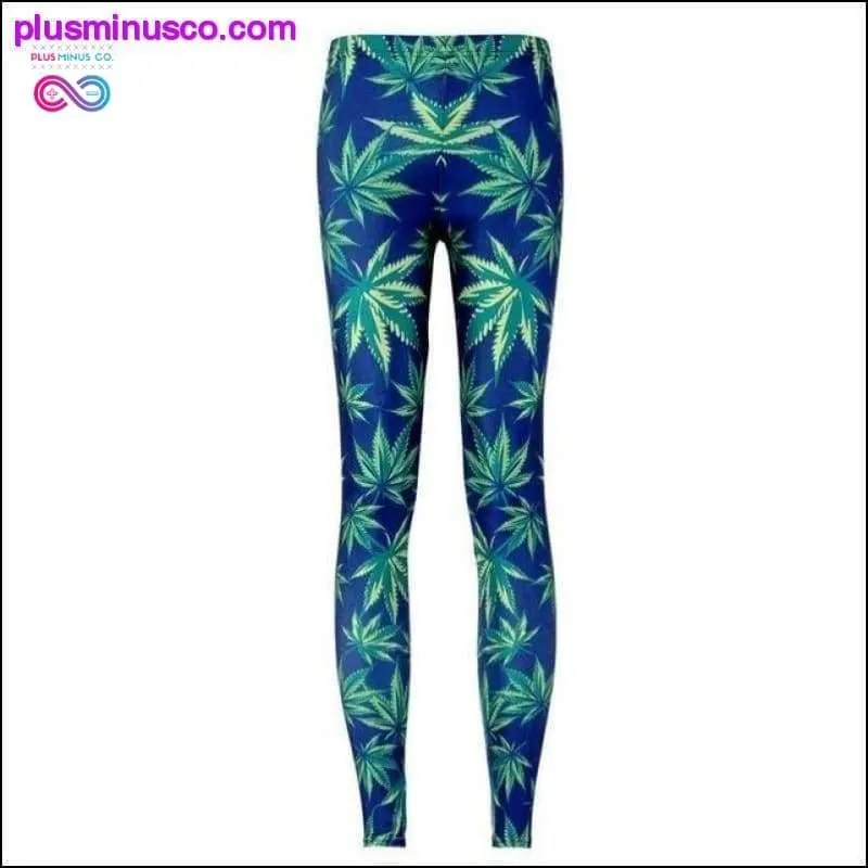 Gradient Rainbow Weed Maple Leaf Printed Elastic Slim