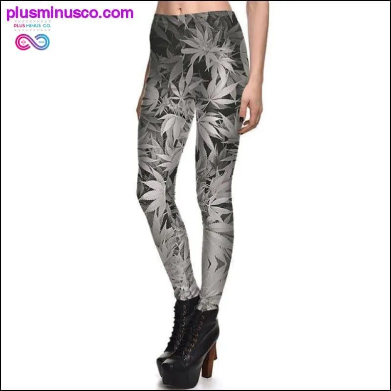 Gradient Rainbow Weed Maple Leaf Printed Elastic Slim