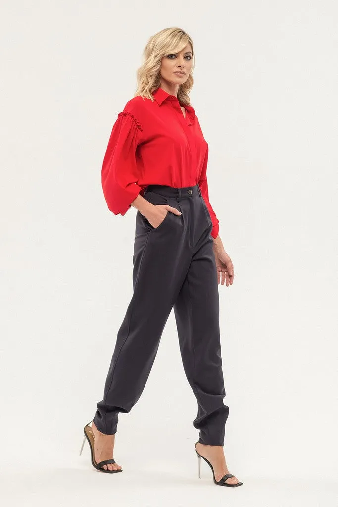 Graphite Office Solid Color Pants with Pockets