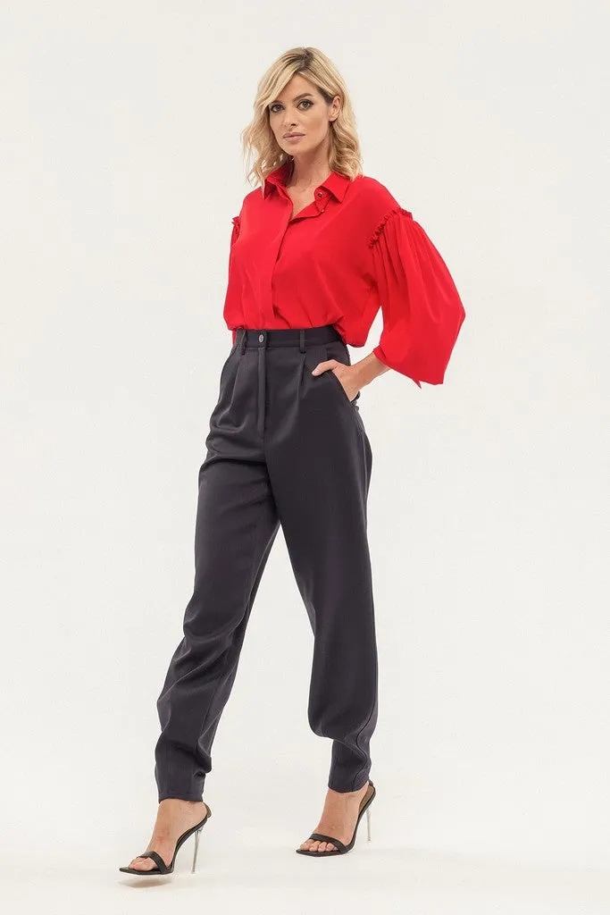 Graphite Office Solid Color Pants with Pockets