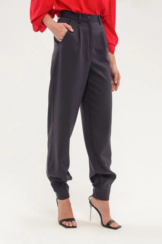 Graphite Office Solid Color Pants with Pockets