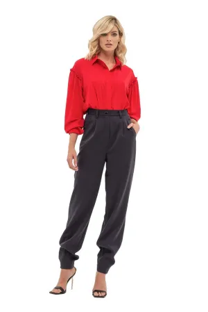 Graphite Office Solid Color Pants with Pockets