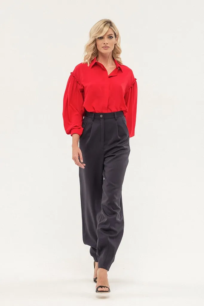 Graphite Office Solid Color Pants with Pockets