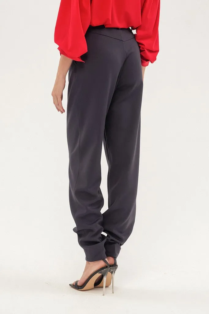 Graphite Office Solid Color Pants with Pockets