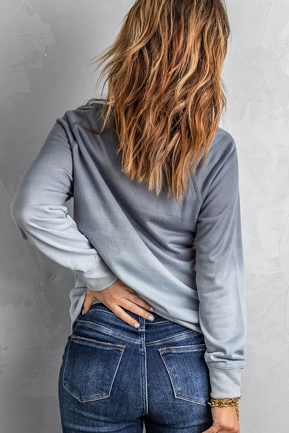 Gray Pumpkin Letter Graphic Print Crew Neck Sweatshirt