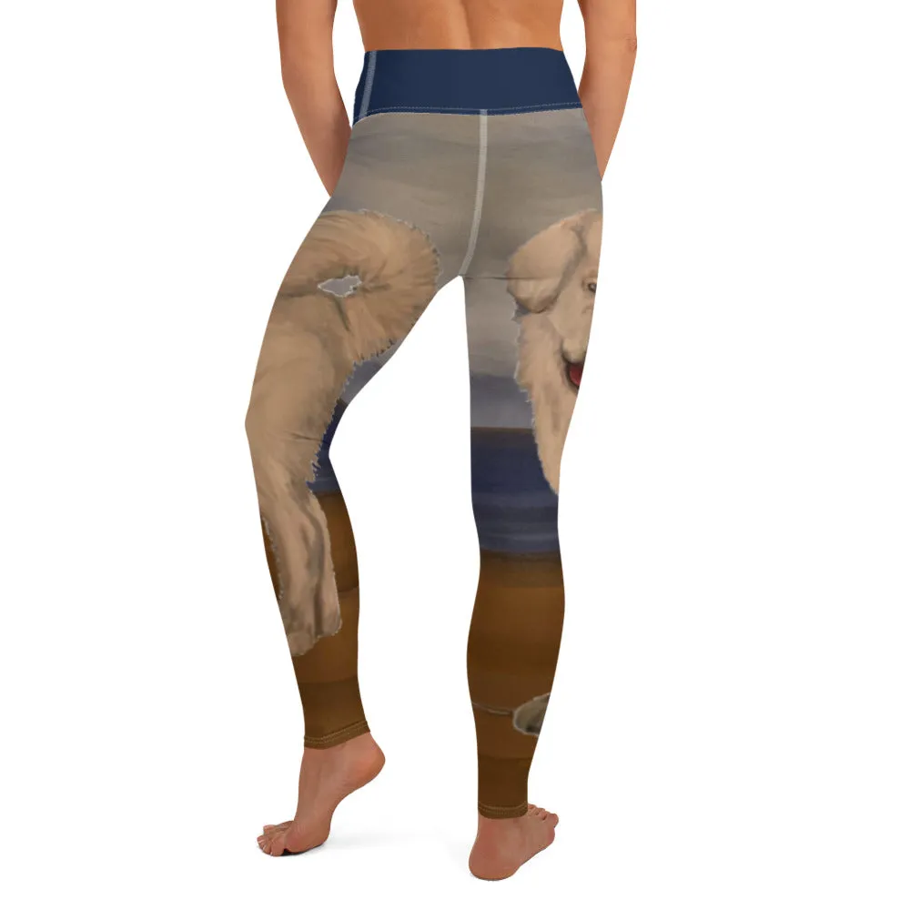 Great Pyrenees on Beach Yoga Leggings