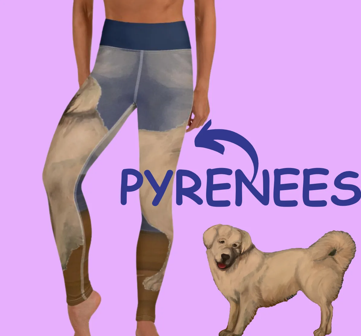 Great Pyrenees on Beach Yoga Leggings