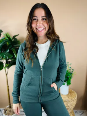 Green Fleece Zip Up Hoodie