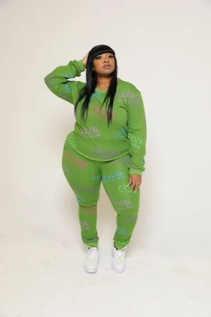 Green Multi Color curve  Tracksuit