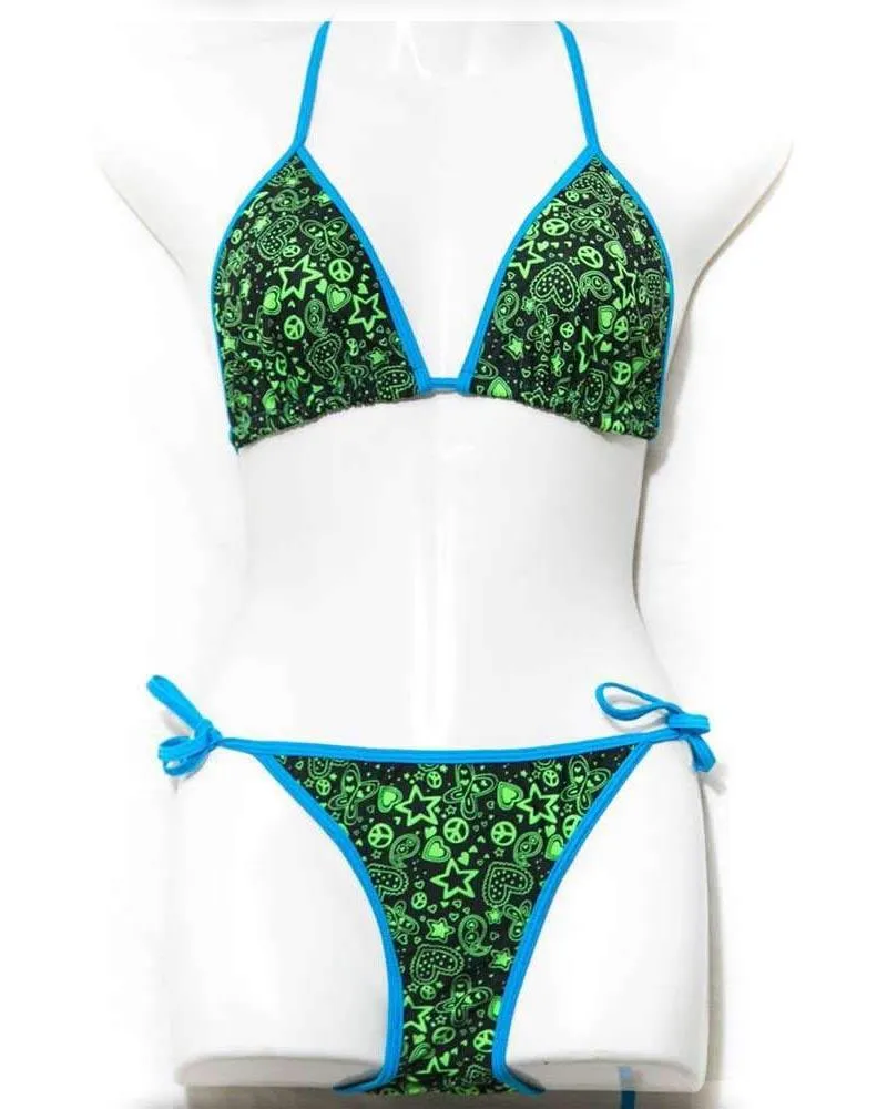 Green Star Triangle Bikini Set - Swimwear
