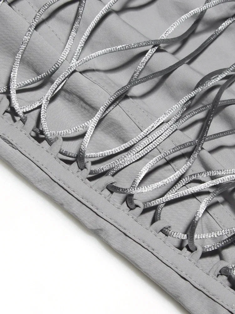 Grey Lace Up Tub Top
