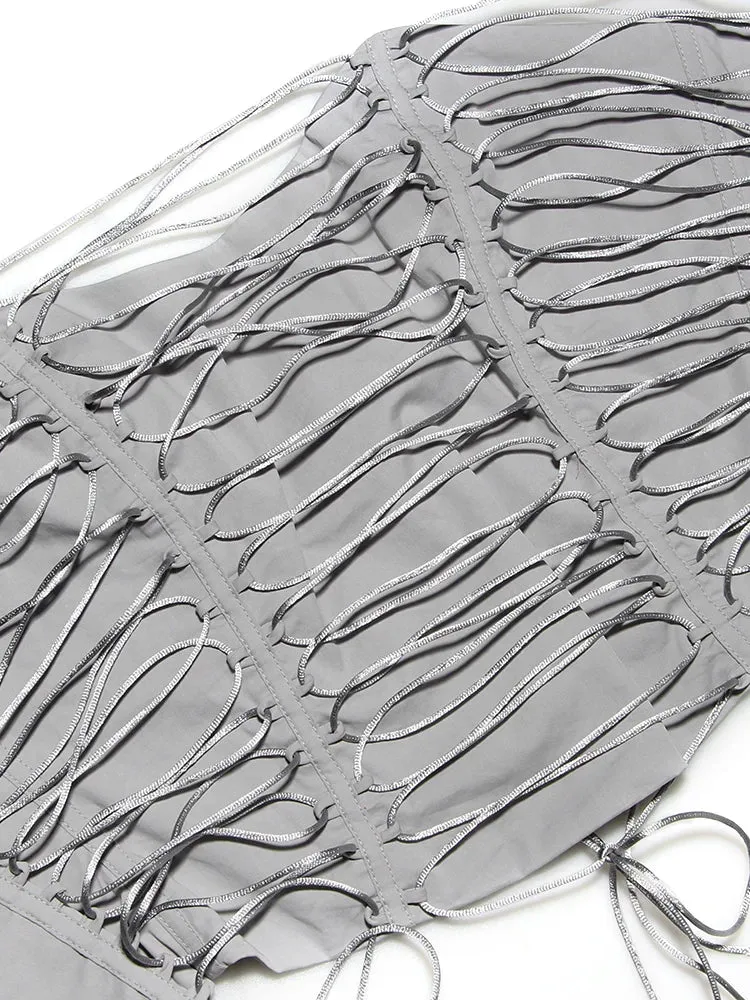 Grey Lace Up Tub Top