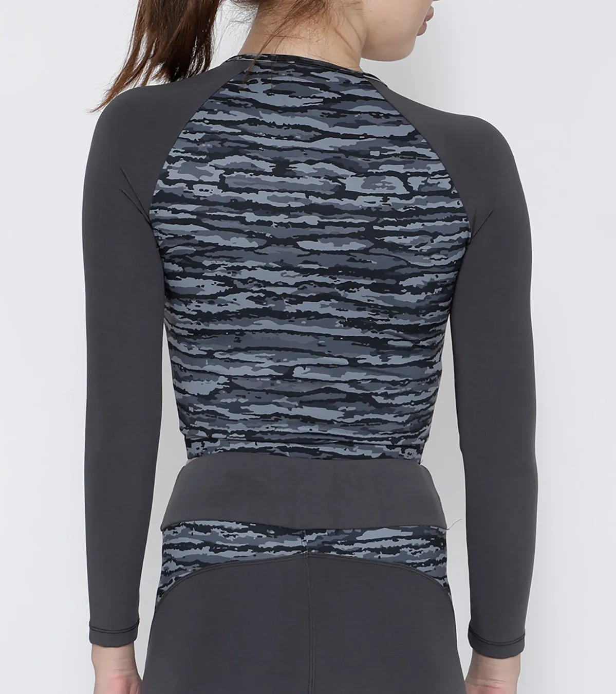 Grey Waves Crop Zipper