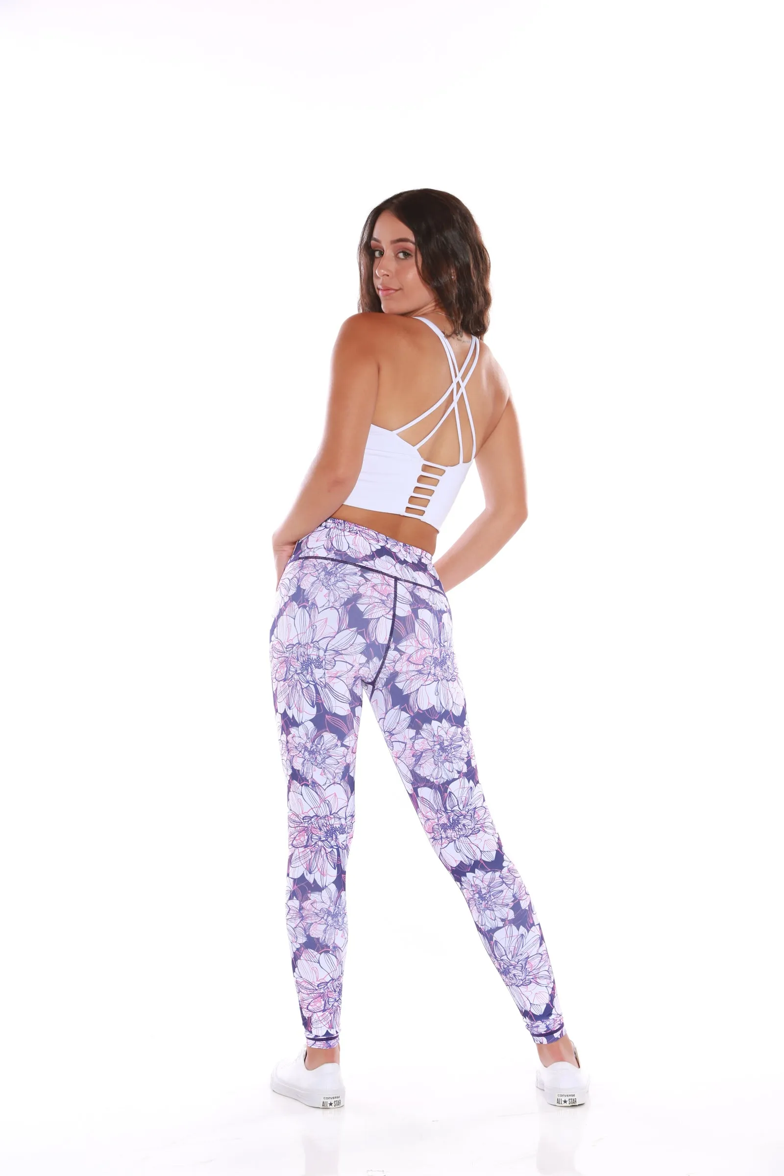Gym Bunny Expression leggings - Purple Floral