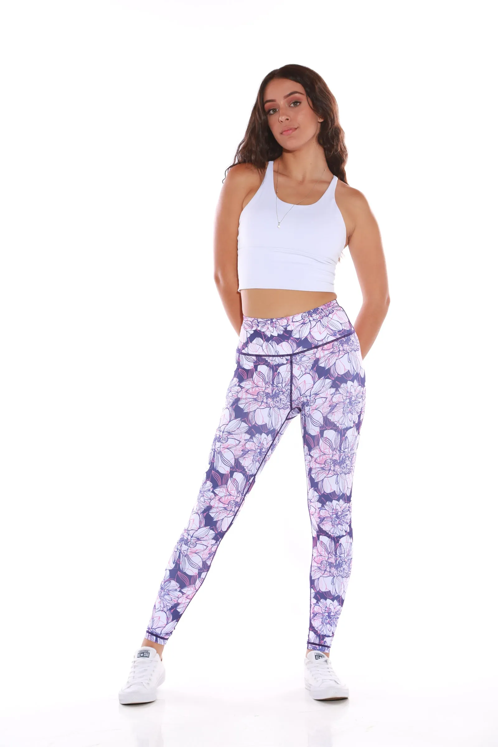 Gym Bunny Expression leggings - Purple Floral