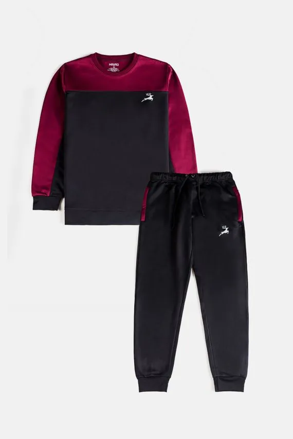 Gym stag Premium polyester Fleece TS-Maroon & Black
