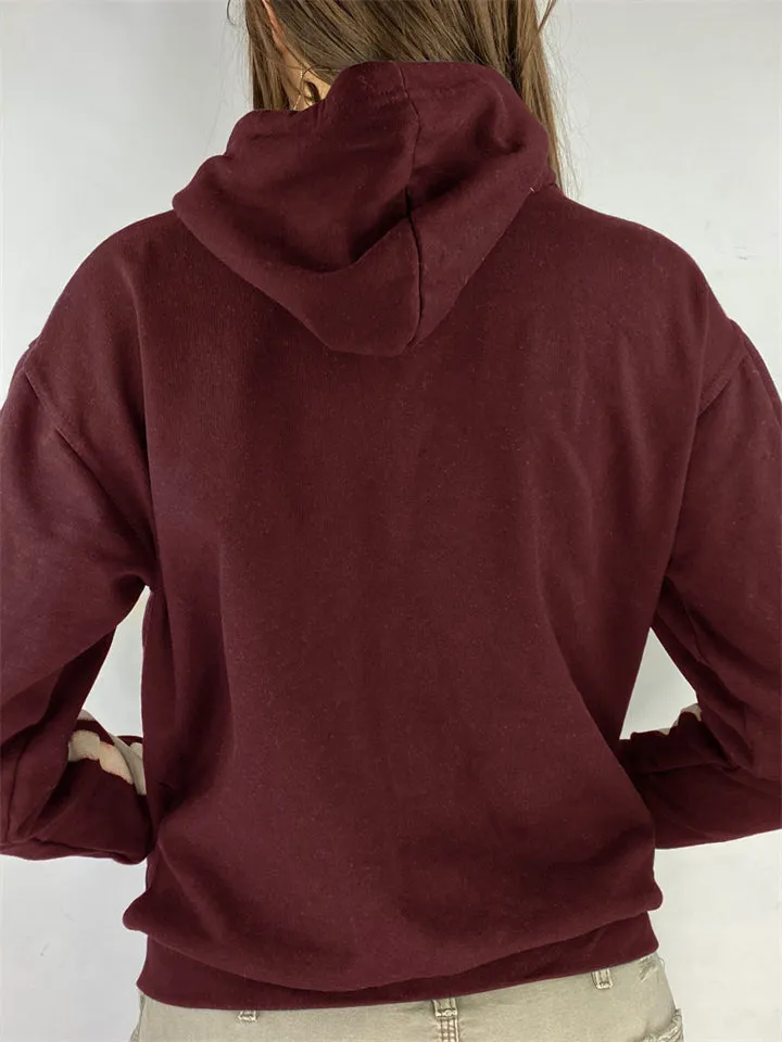 Halloween Personality Skull Print Zipper Drawstring Hooded Sweatshirt