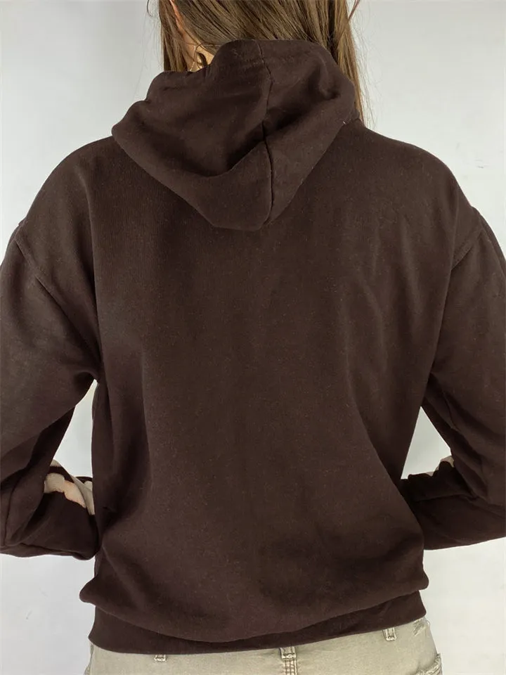 Halloween Personality Skull Print Zipper Drawstring Hooded Sweatshirt