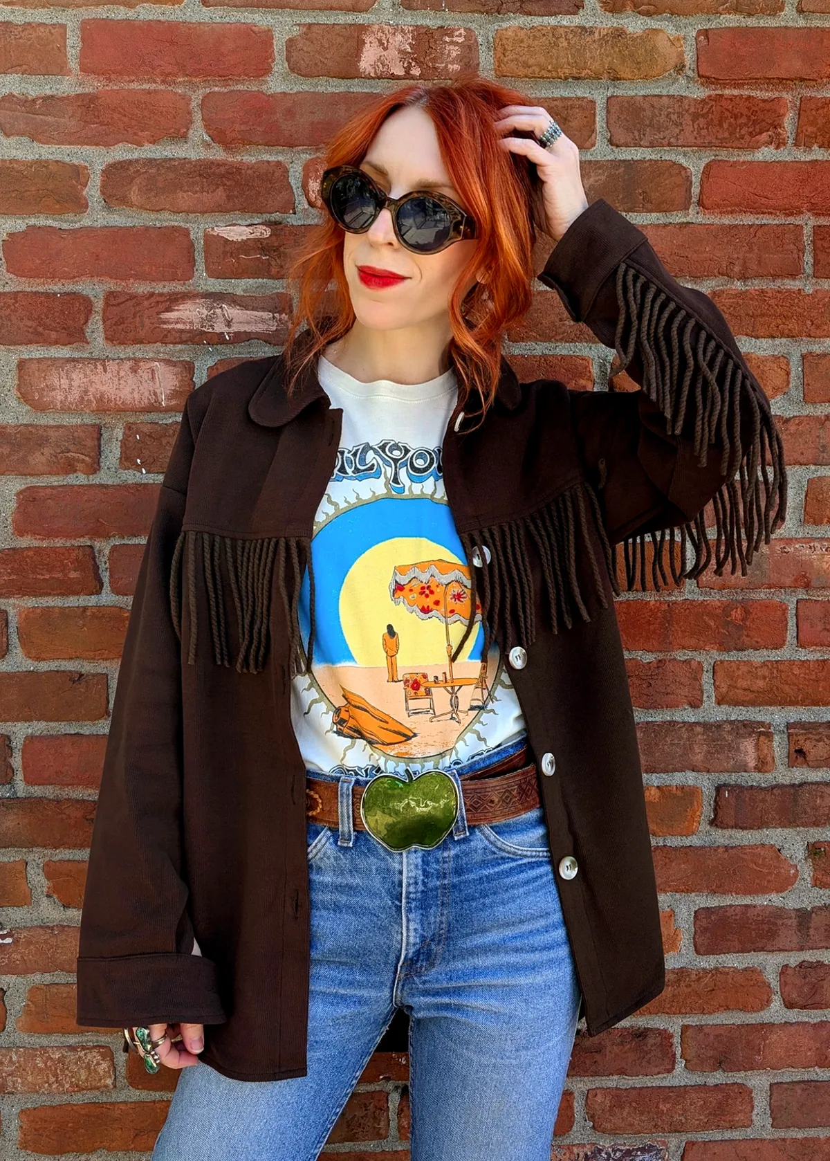 Harvest Brown Corduroy Fringe Jacket