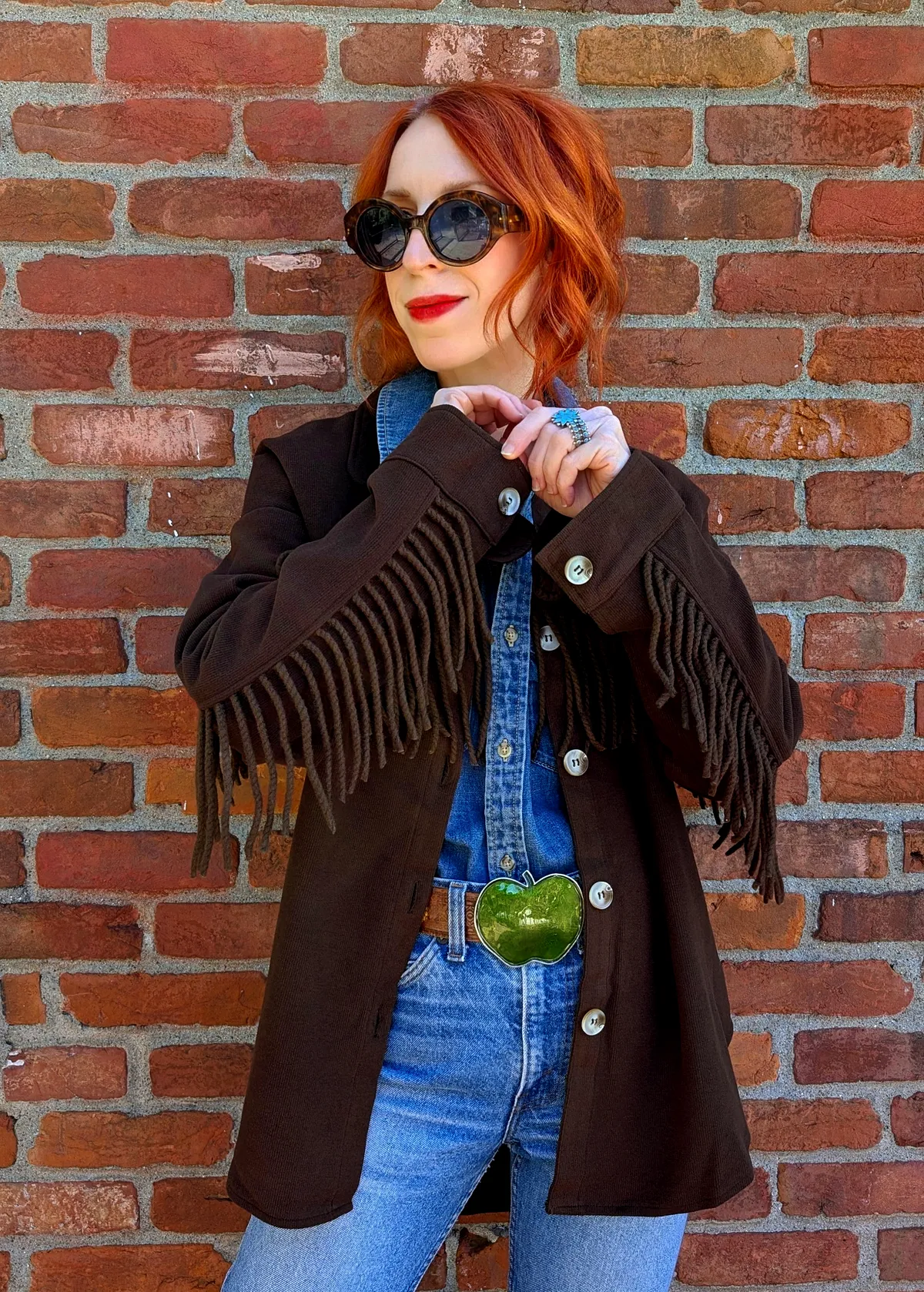 Harvest Brown Corduroy Fringe Jacket