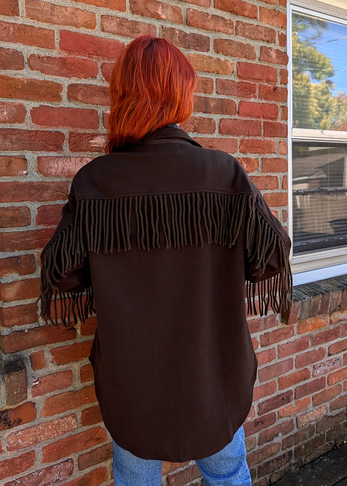 Harvest Brown Corduroy Fringe Jacket