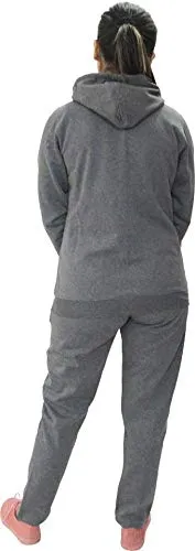 HAUTEMODA Women's Zipper Fleece Track Suit with Hooded (Grey, X-Large)