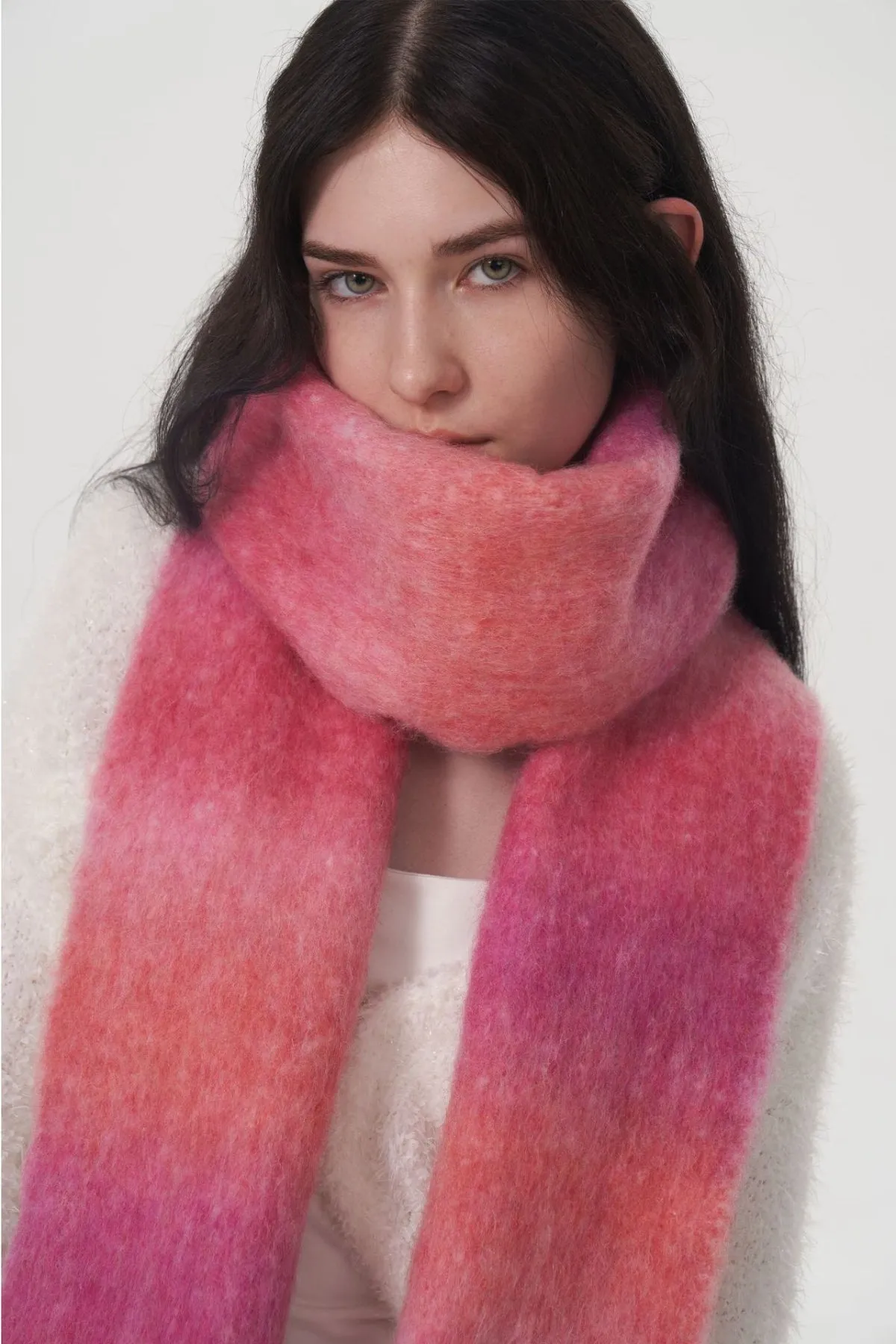 Hazel Blues® |  Fringe Gradient Thermal Scarf