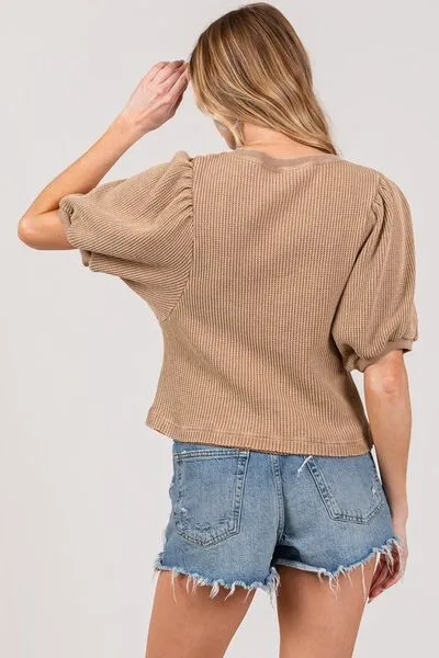 Hazel Blues® |  SAGE FIG Lace-Up Waffle Knit Crop Top