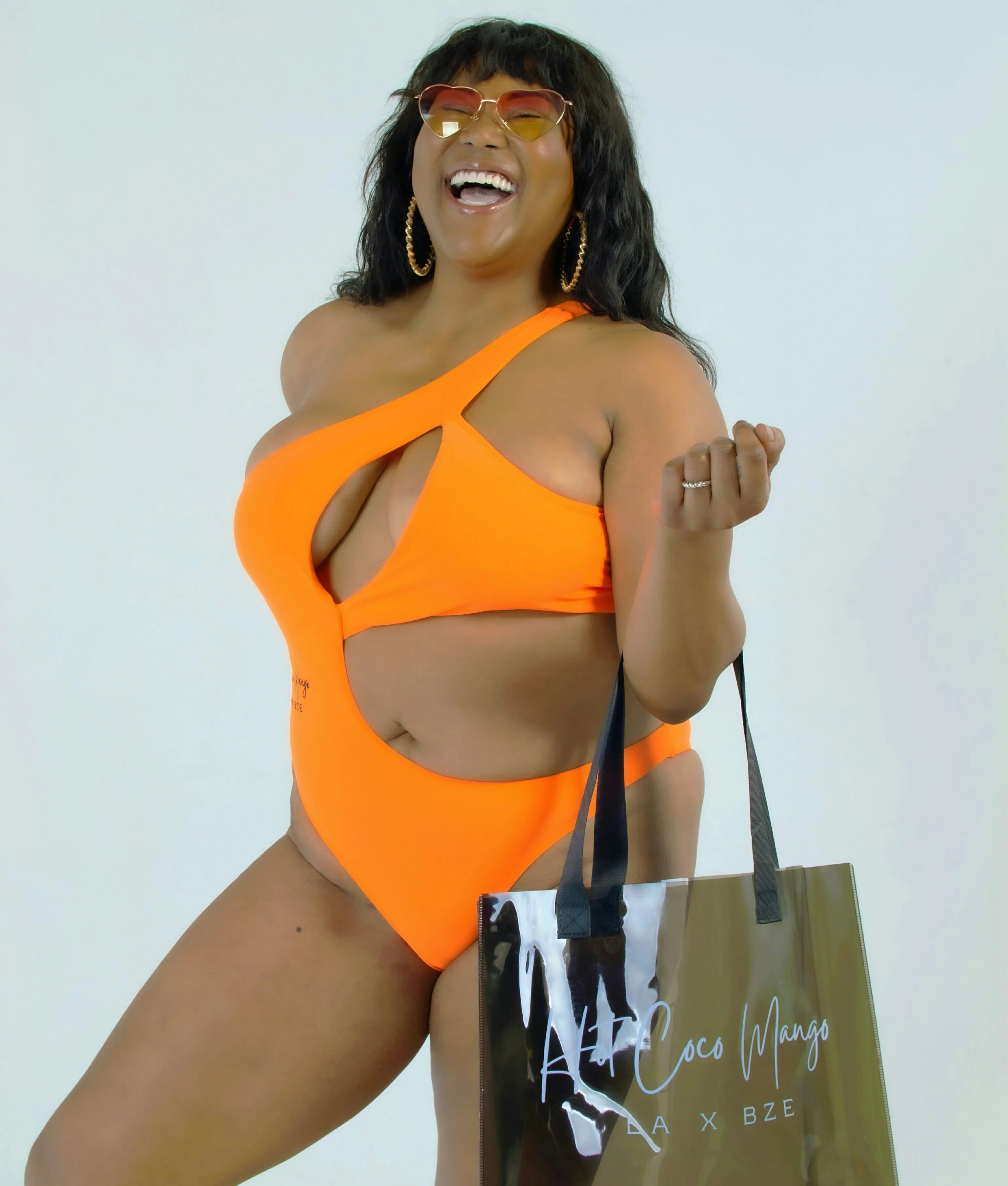 HCM Plus Size Orange Cutout One Piece