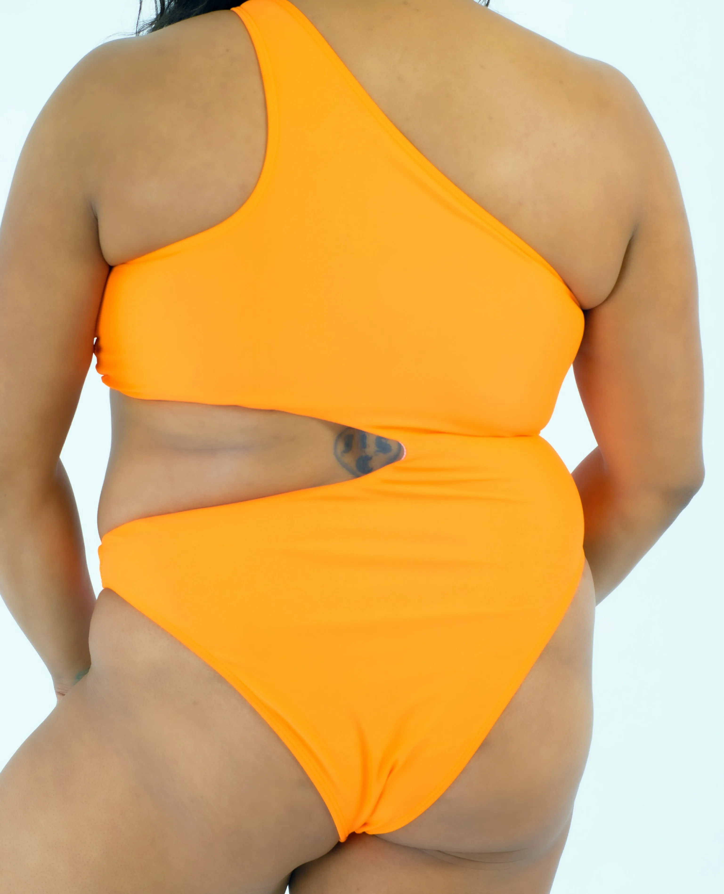 HCM Plus Size Orange Cutout One Piece