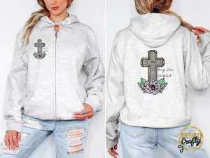He Makes All Things New English Adult Zip Up Hoodie Front and Back Design