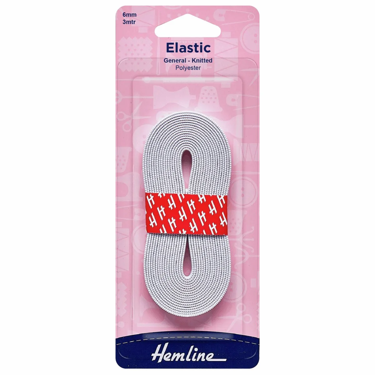 Hemline Knitted Elastic - 6mm - White