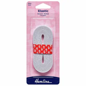 Hemline Knitted Elastic - 6mm - White