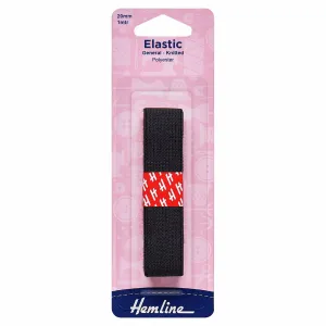 Hemline Knitted Elastic - General Purpose - 20mm Black