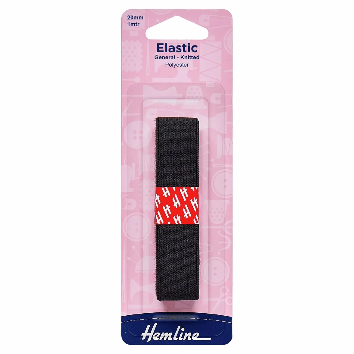 Hemline Knitted Elastic - General Purpose - 20mm Black